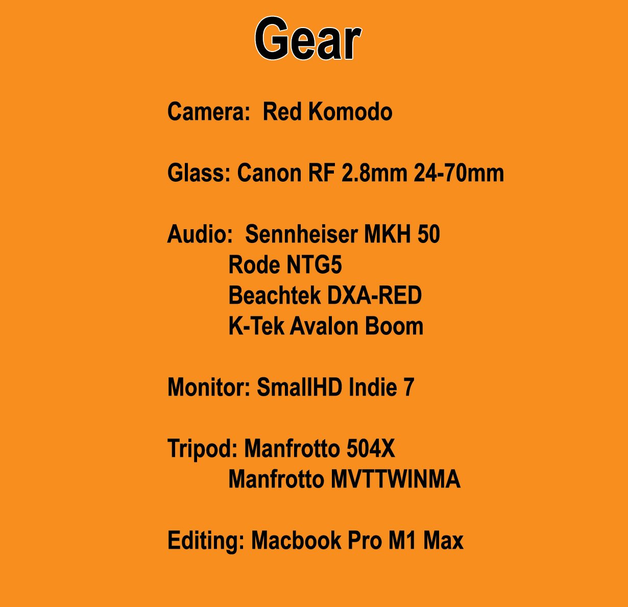 Up & Over Films Gear